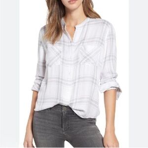 Rails Allison Silver Plaid Shirt‎ Size Large